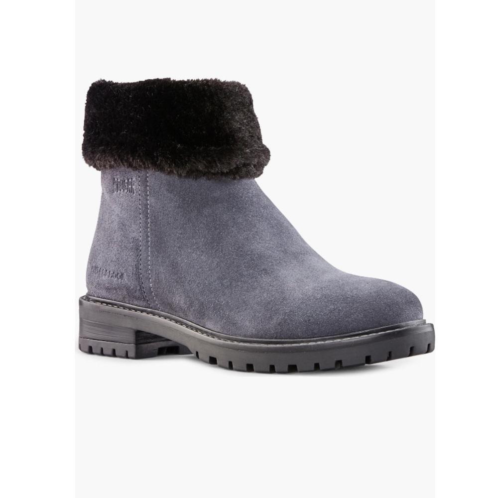 Cougar Kendal Faux Fur Bootie Gray Leather Black Faux Fur Women’s 8 Waterproof